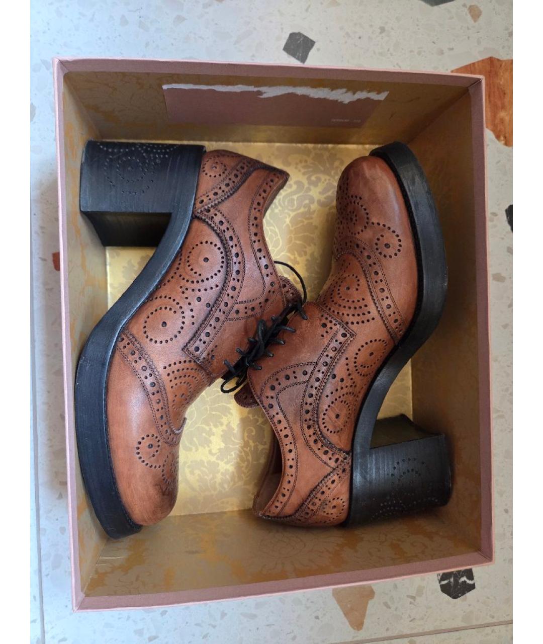 MIU MIU Коричневые кожаные ботинки, фото 6