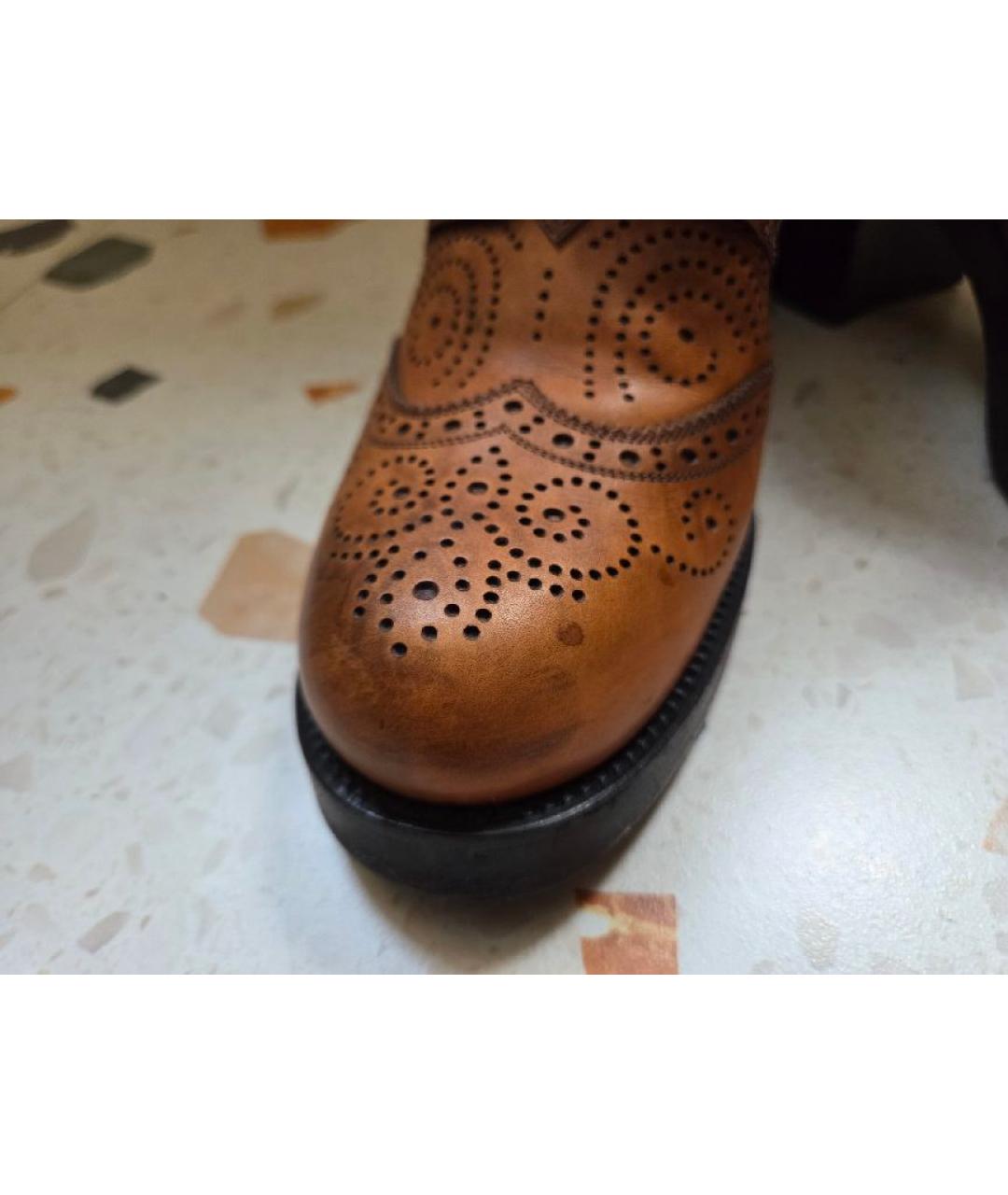 MIU MIU Коричневые кожаные ботинки, фото 8