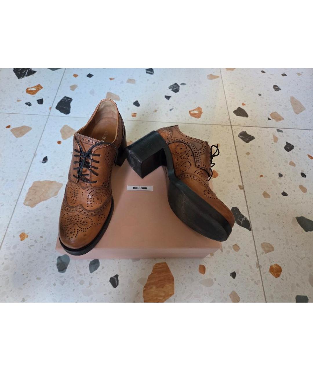 MIU MIU Коричневые кожаные ботинки, фото 5