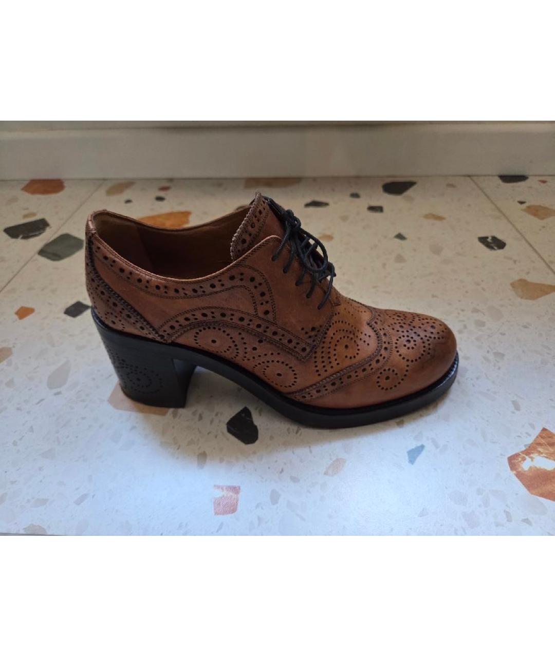 MIU MIU Коричневые кожаные ботинки, фото 10