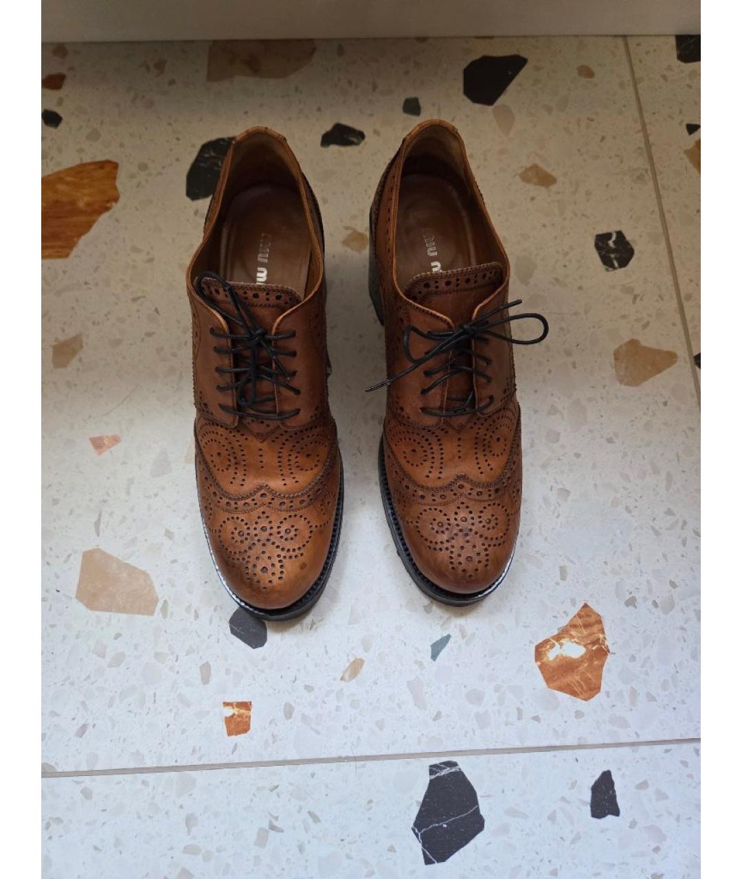 MIU MIU Коричневые кожаные ботинки, фото 2