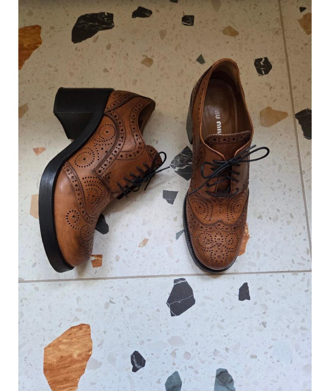 MIU MIU Коричневые кожаные ботинки, фото 7