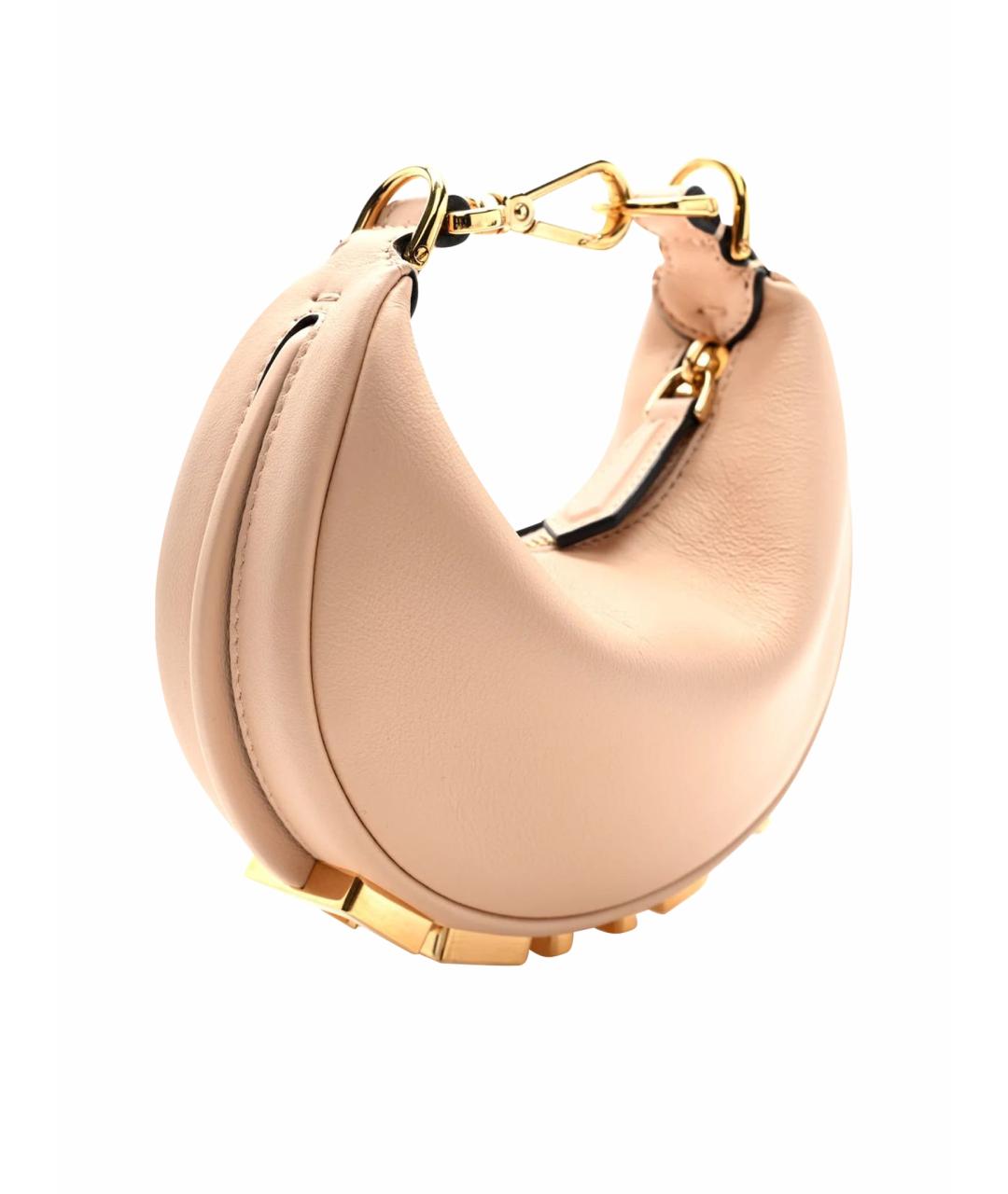 FENDI Бежевая кожаная сумка с короткими ручками, фото 1