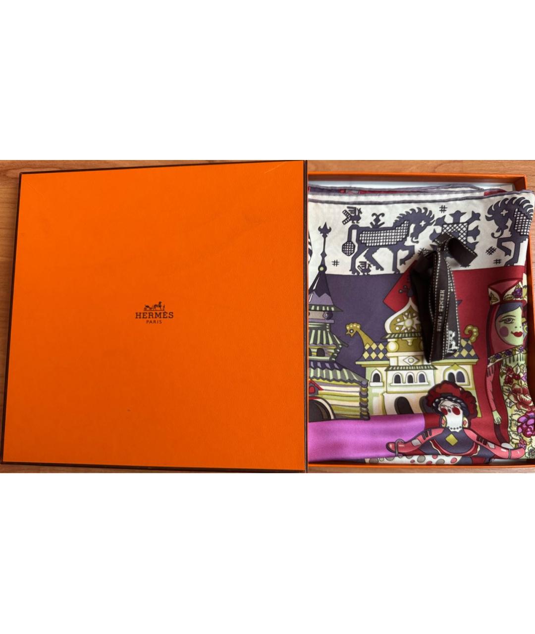 HERMES Мульти шелковый платок, фото 4