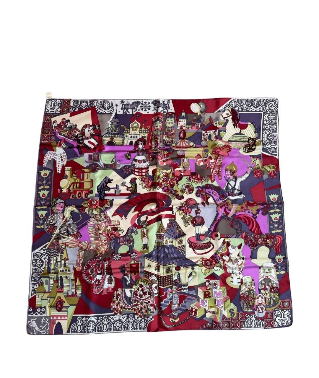 HERMES Мульти шелковый платок, фото 6