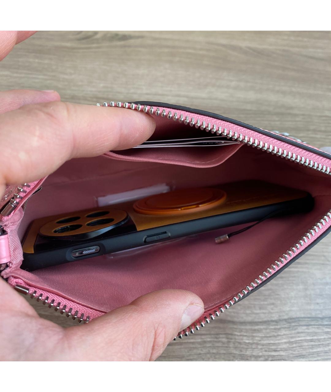 COACH Розовая кожаная сумка через плечо, фото 9