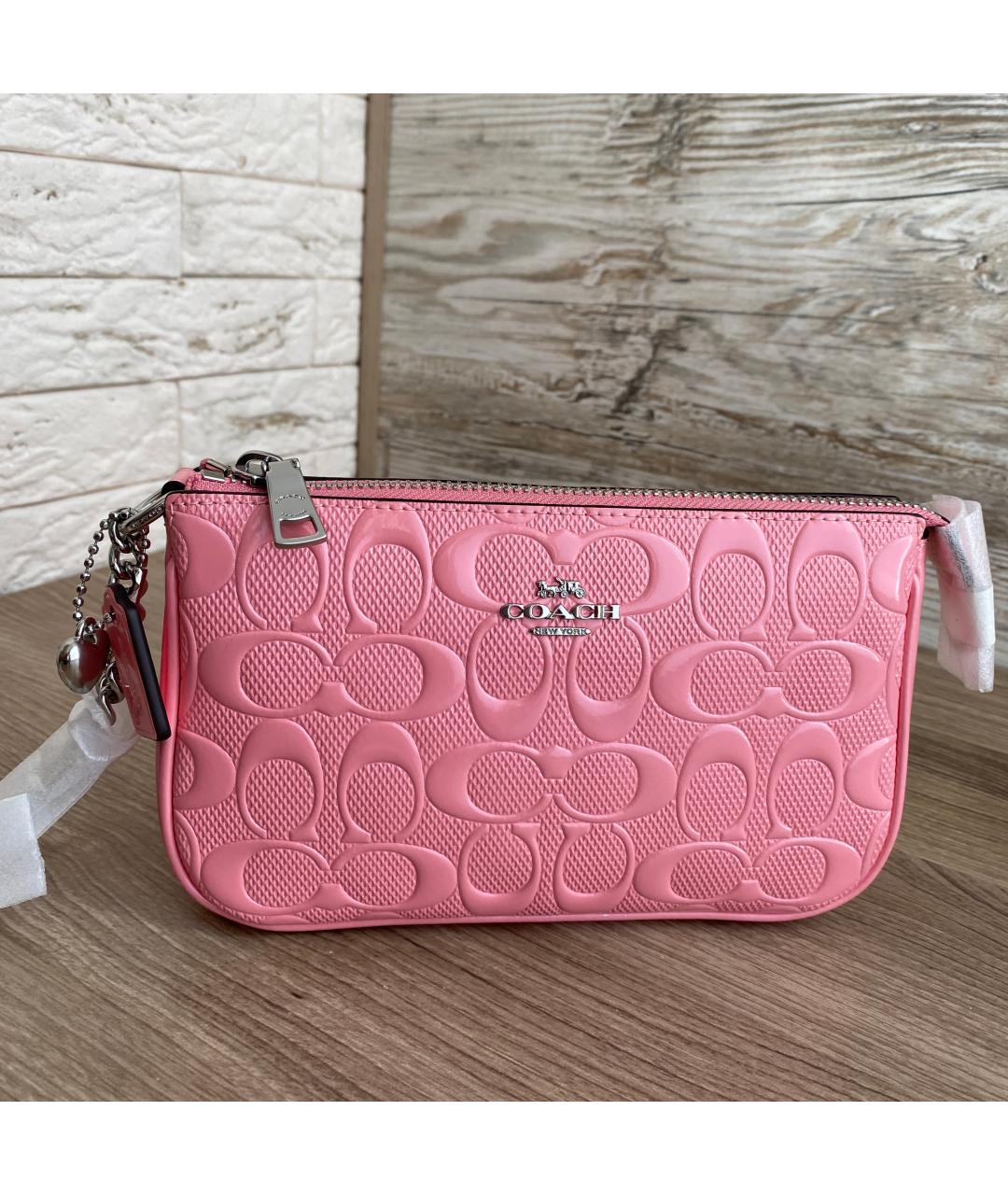 COACH Розовая кожаная сумка через плечо, фото 3