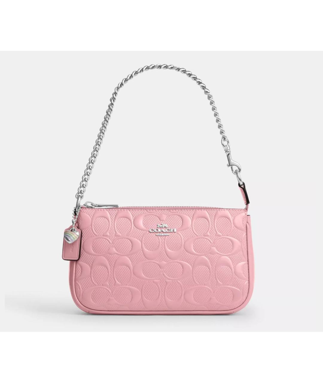 COACH Розовая кожаная сумка через плечо, фото 10