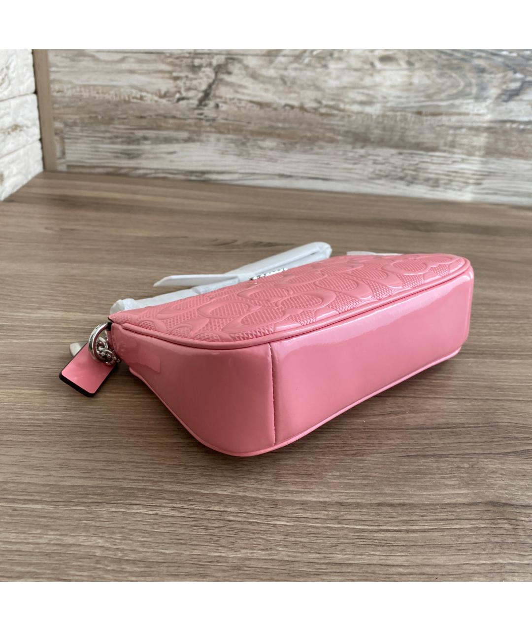 COACH Розовая кожаная сумка через плечо, фото 6