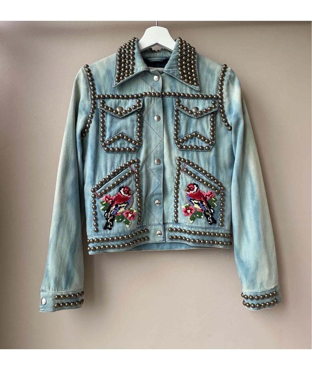 GUCCI Голубая хлопковая куртка, фото 2