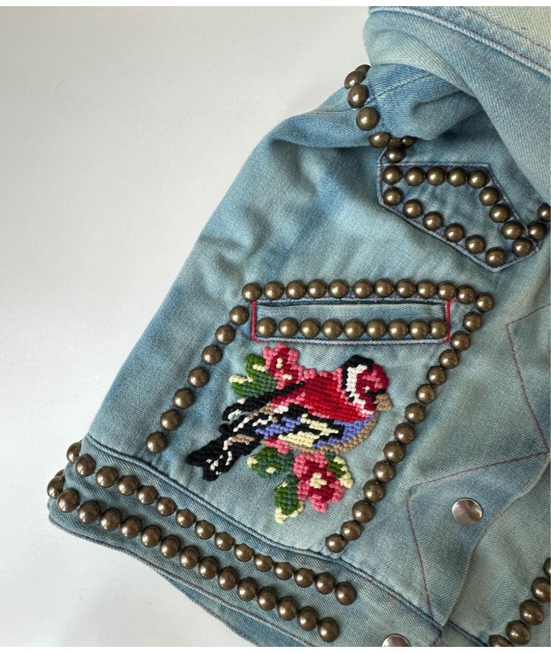 GUCCI Голубая хлопковая куртка, фото 6