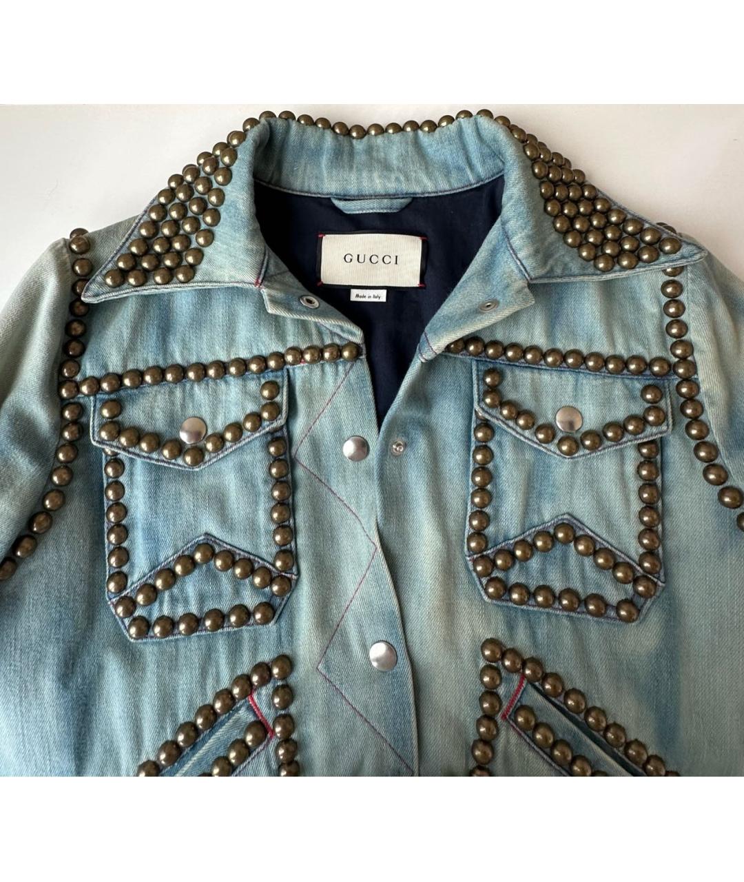 GUCCI Голубая хлопковая куртка, фото 4