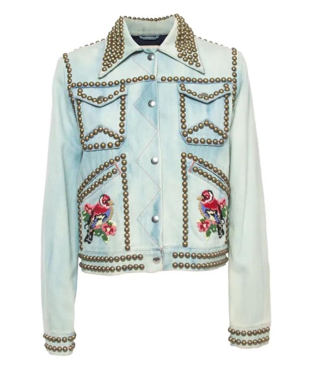 GUCCI Голубая хлопковая куртка, фото 9