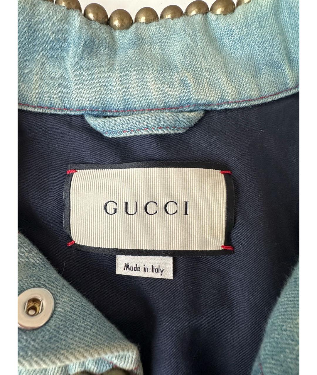 GUCCI Голубая хлопковая куртка, фото 5