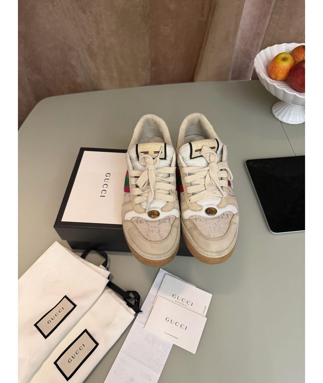 GUCCI Бежевые замшевые кеды, фото 2