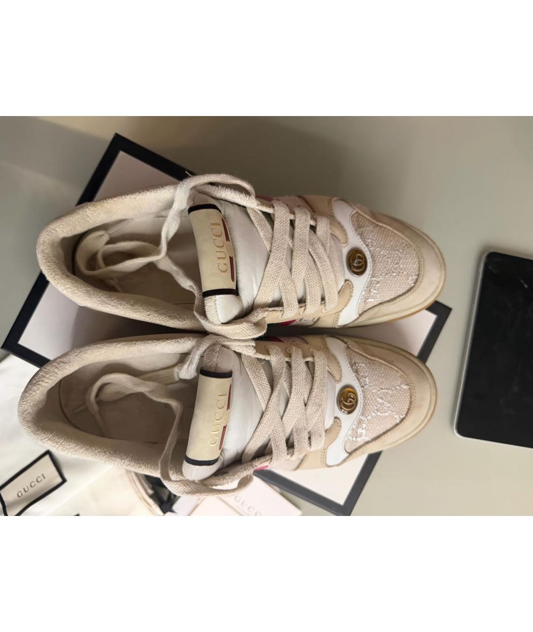 GUCCI Бежевые замшевые кеды, фото 3