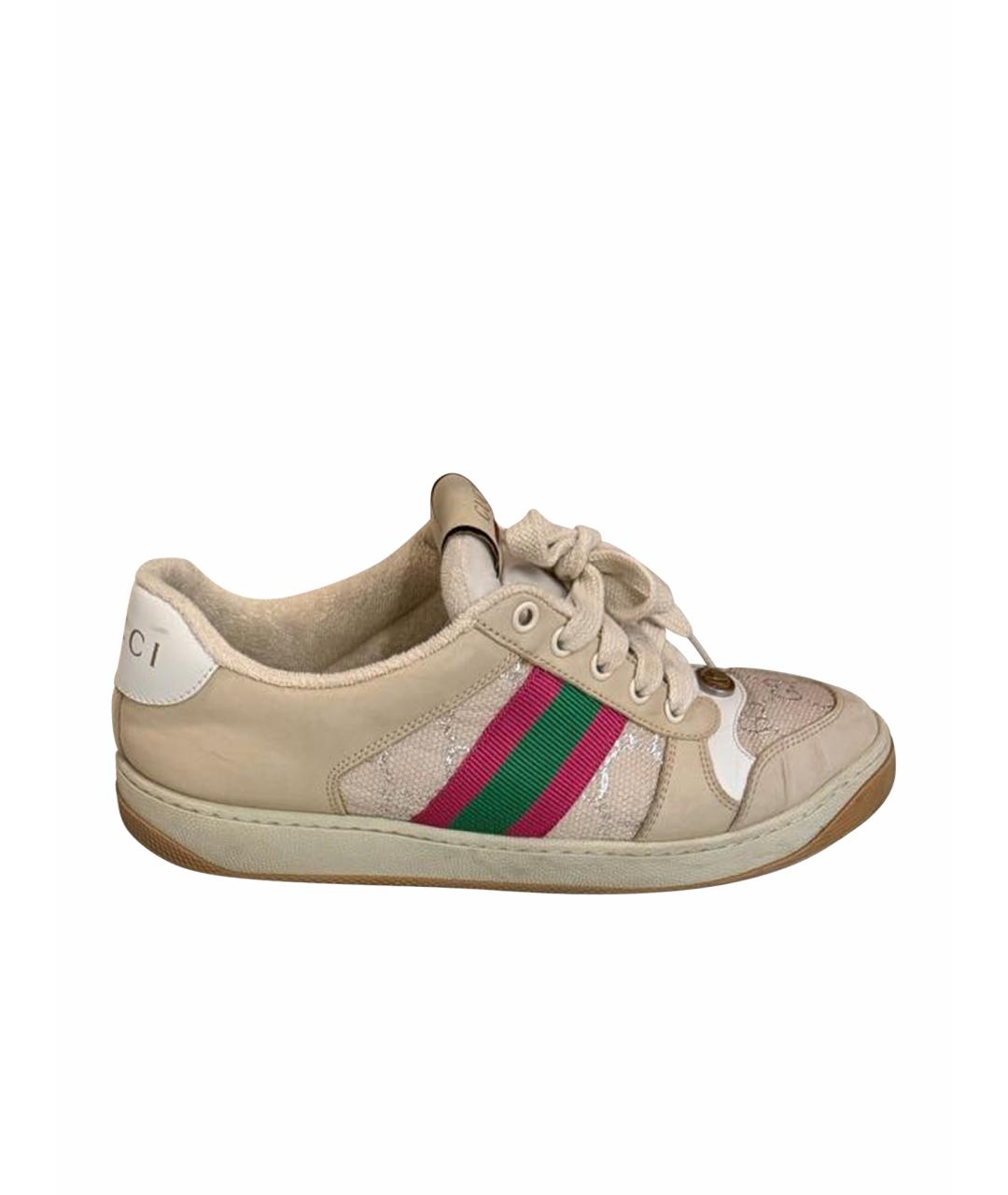 GUCCI Бежевые замшевые кеды, фото 1