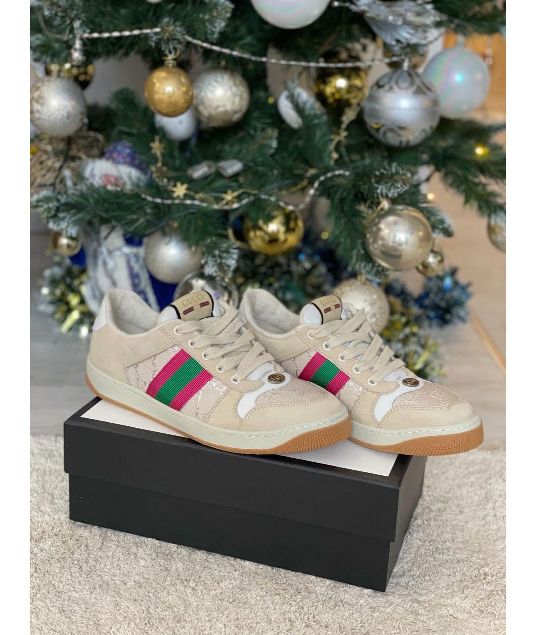 GUCCI Бежевые замшевые кеды, фото 6