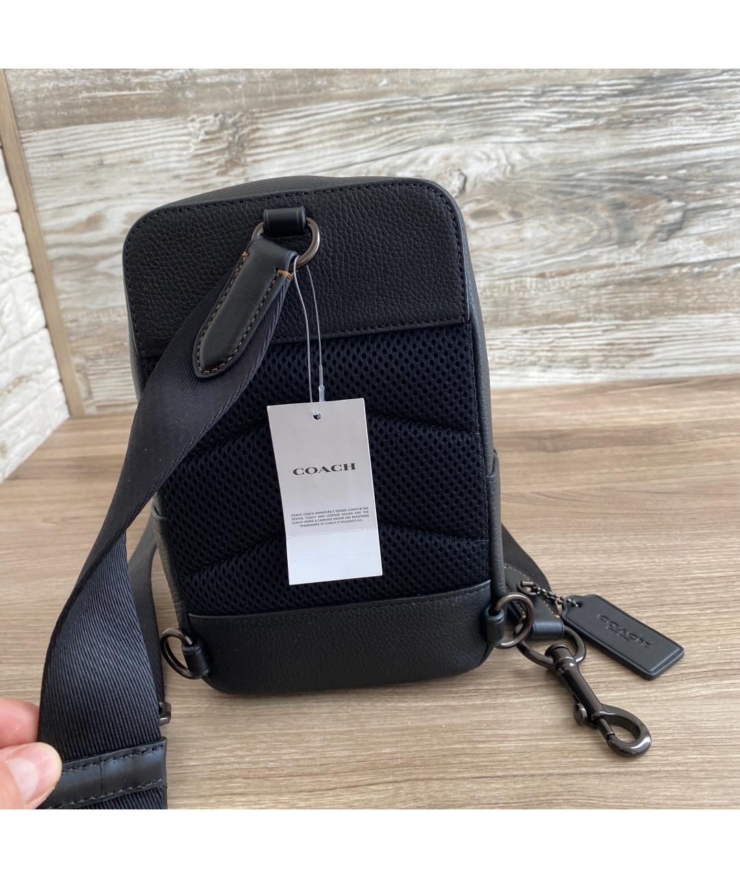 COACH Черная кожаная сумка на плечо, фото 7