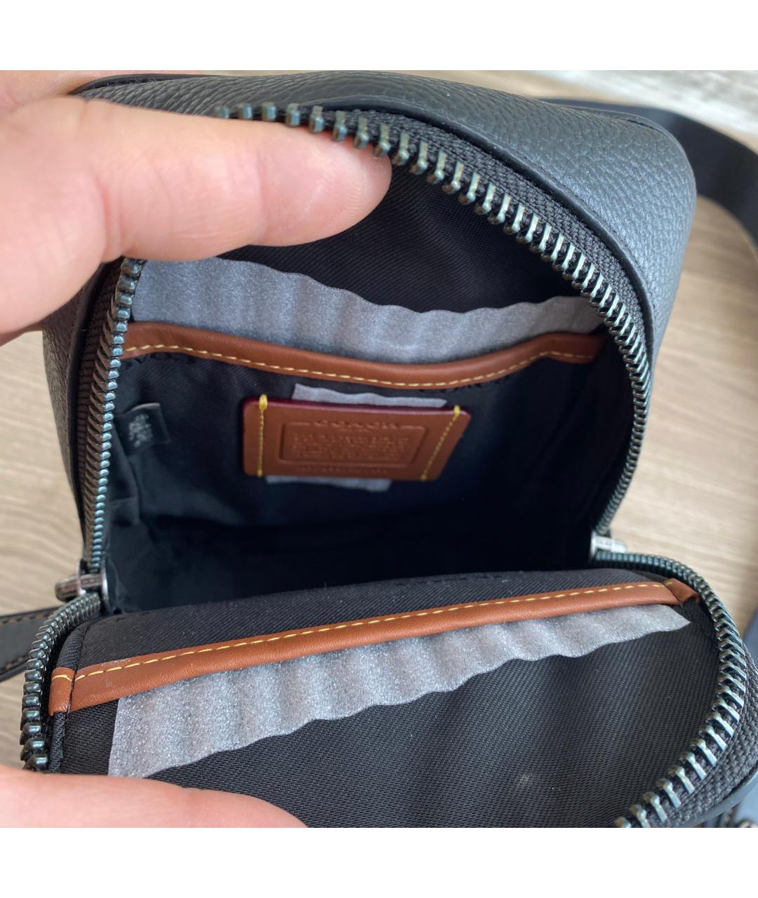 COACH Черная кожаная сумка на плечо, фото 9