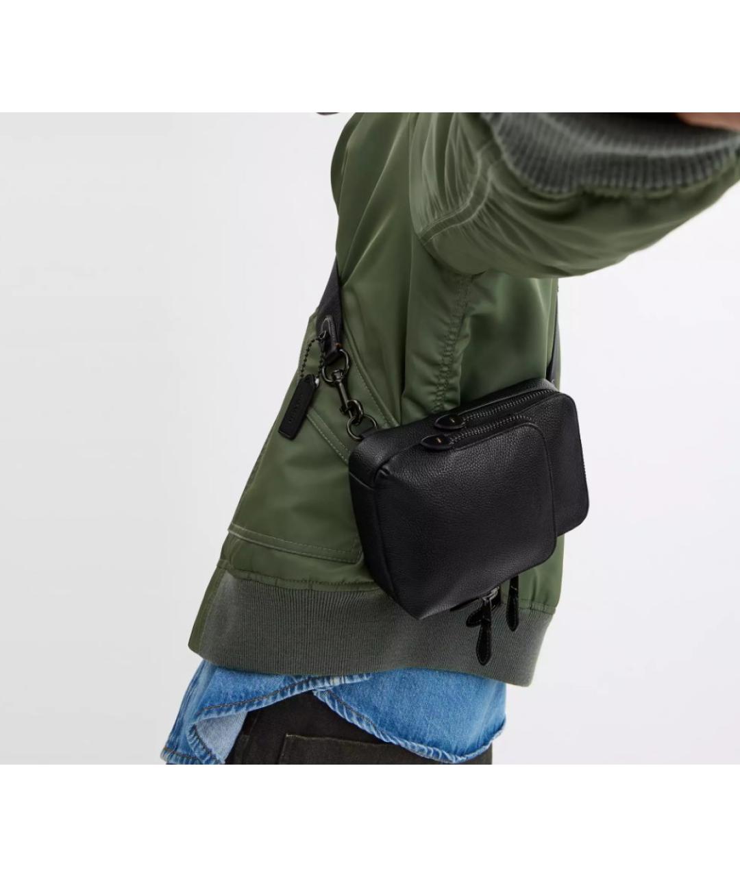 COACH Черная кожаная сумка на плечо, фото 3