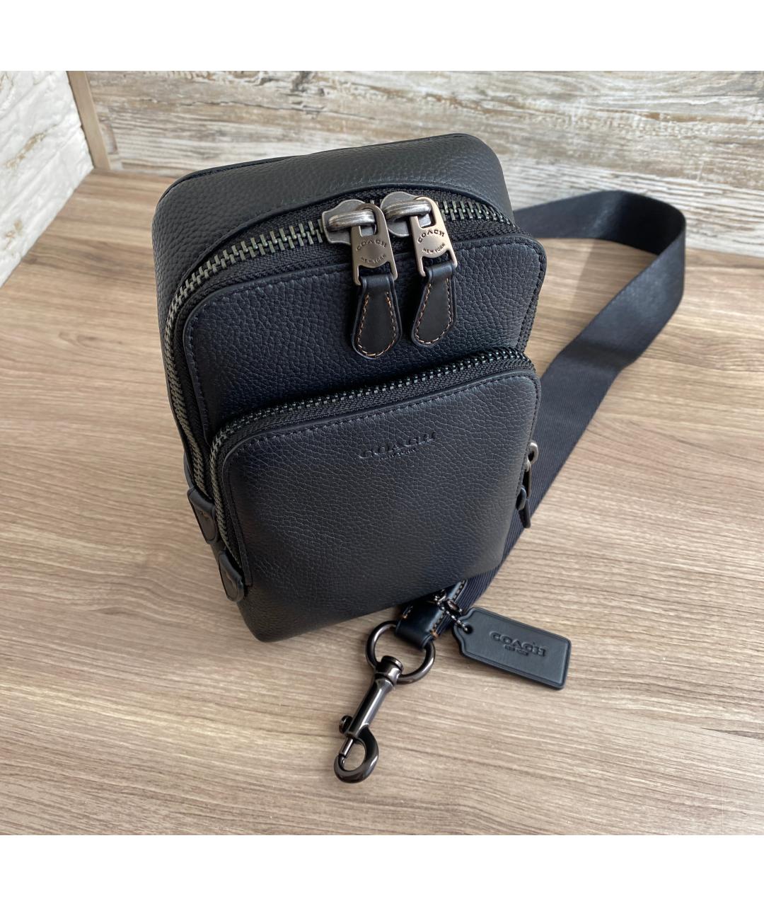 COACH Черная кожаная сумка на плечо, фото 5