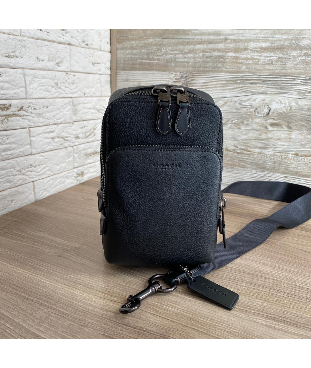 COACH Черная кожаная сумка на плечо, фото 2