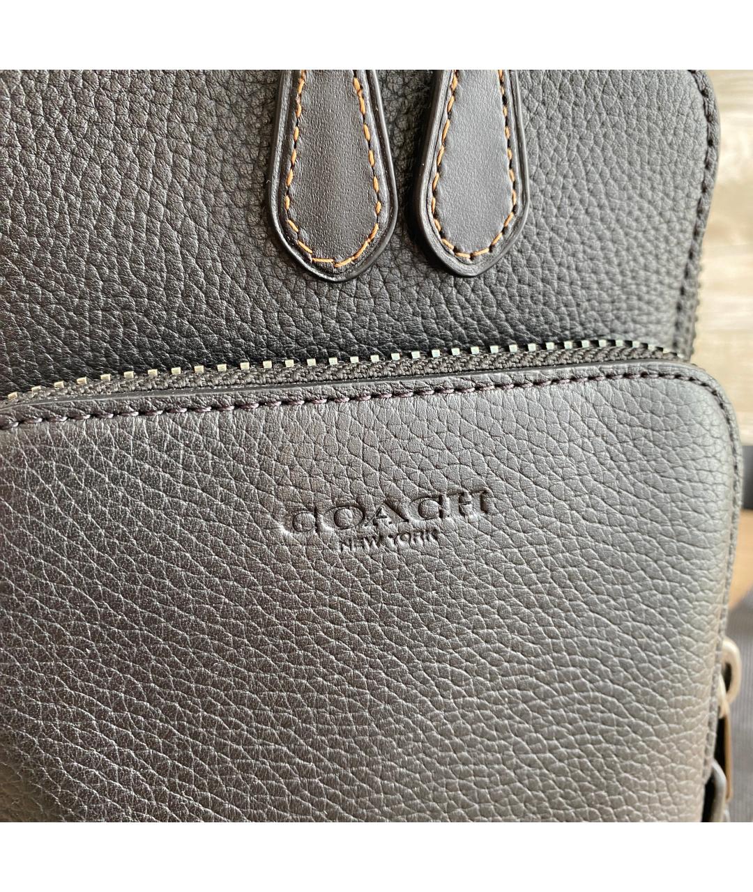 COACH Черная кожаная сумка на плечо, фото 6