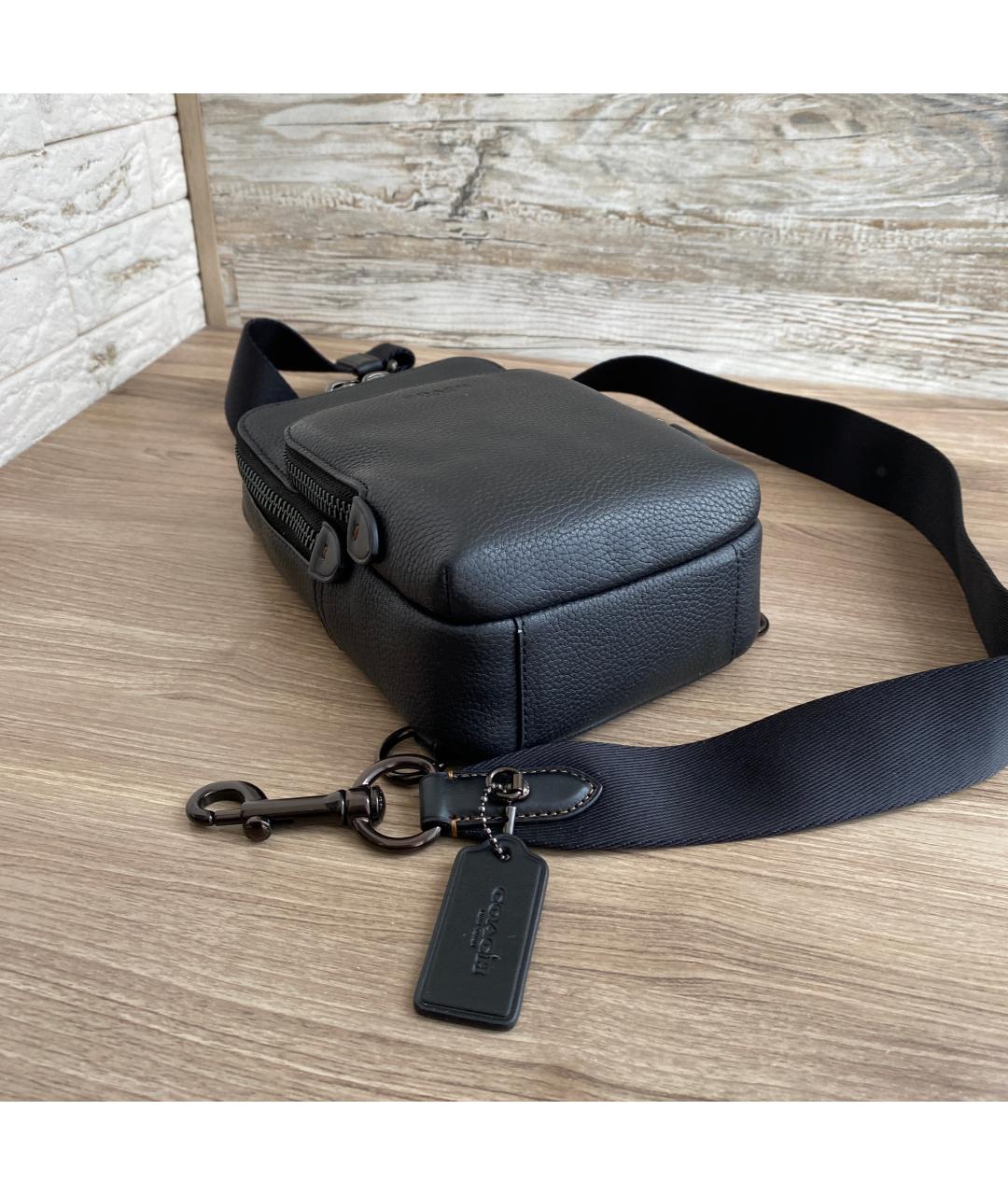 COACH Черная кожаная сумка на плечо, фото 8