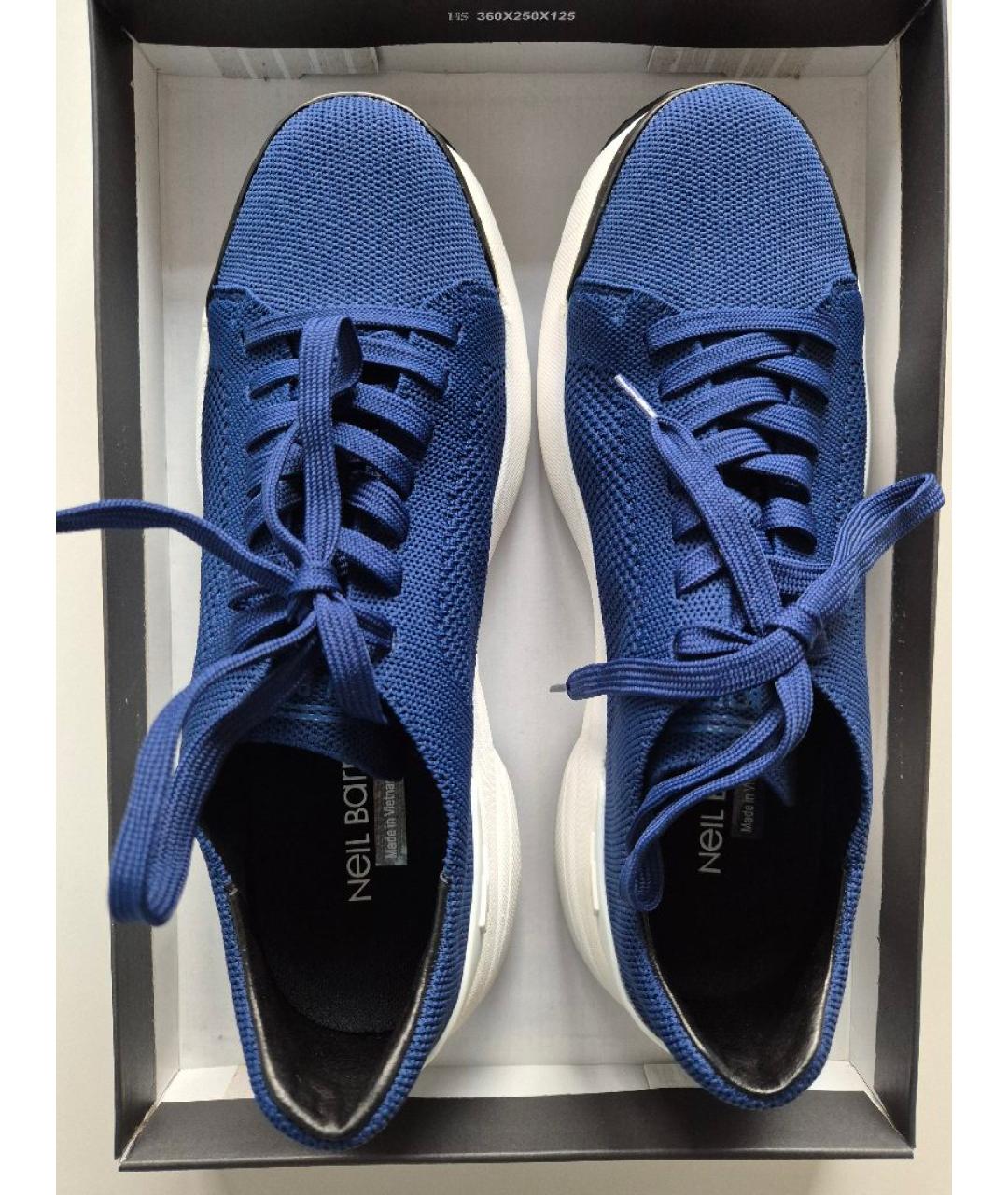 NEIL BARRETT Темно-синие синтетические низкие кроссовки / кеды, фото 3