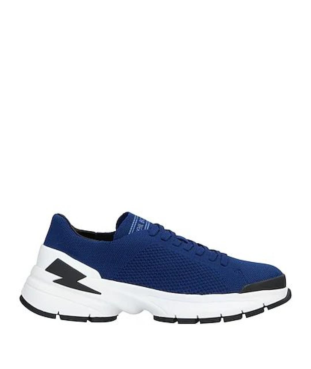 NEIL BARRETT Темно-синие синтетические низкие кроссовки / кеды, фото 10