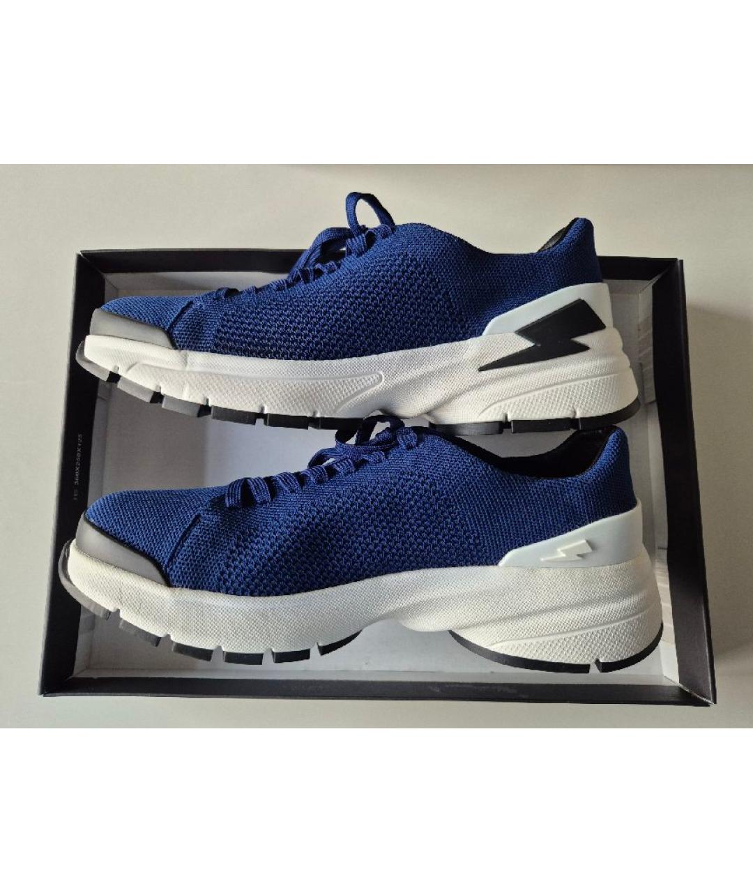 NEIL BARRETT Темно-синие синтетические низкие кроссовки / кеды, фото 7