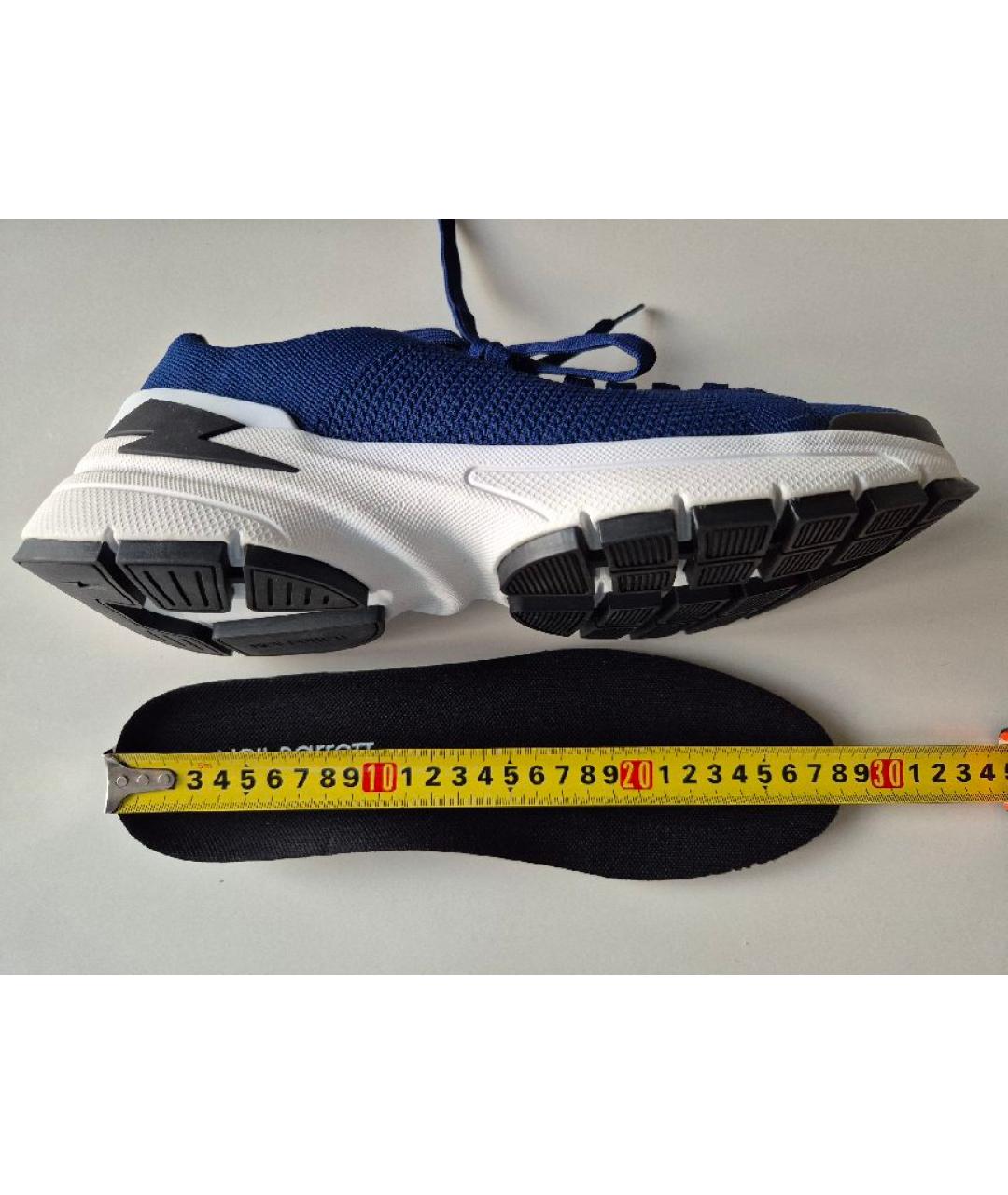 NEIL BARRETT Темно-синие синтетические низкие кроссовки / кеды, фото 8