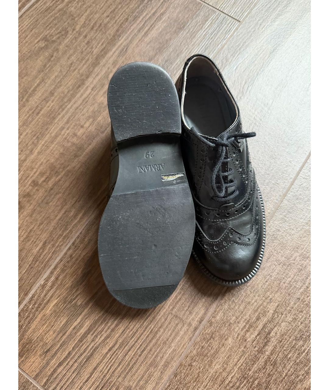 GIORGIO ARMANI Черные кожаные ботинки, фото 3