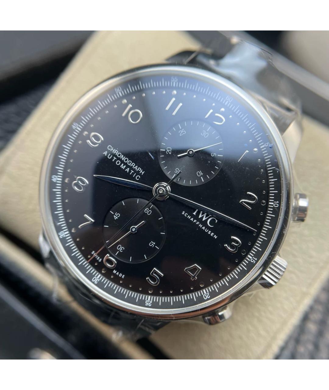 IWC Черные металлические часы, фото 2