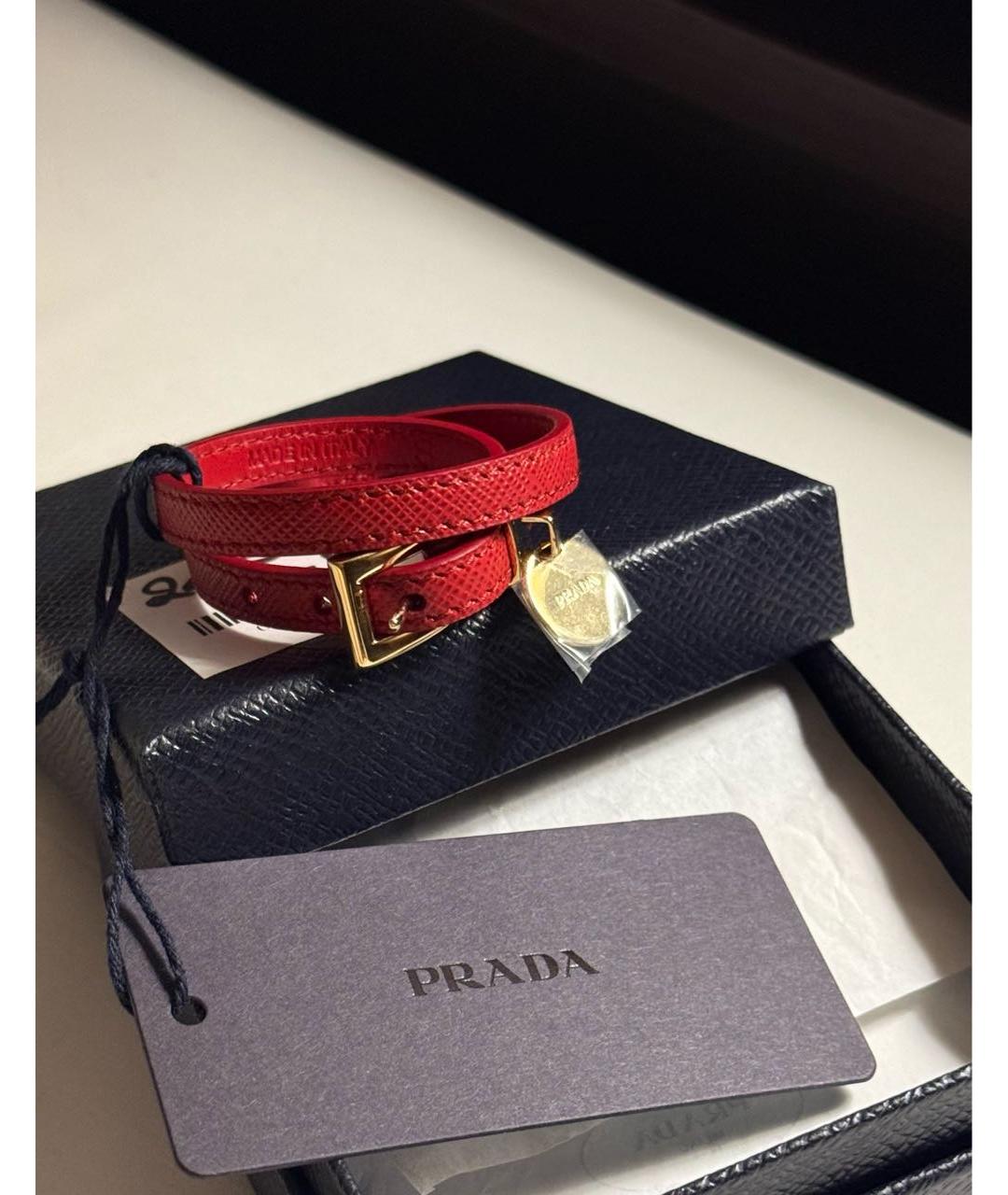 PRADA Красный кожаный браслет, фото 2