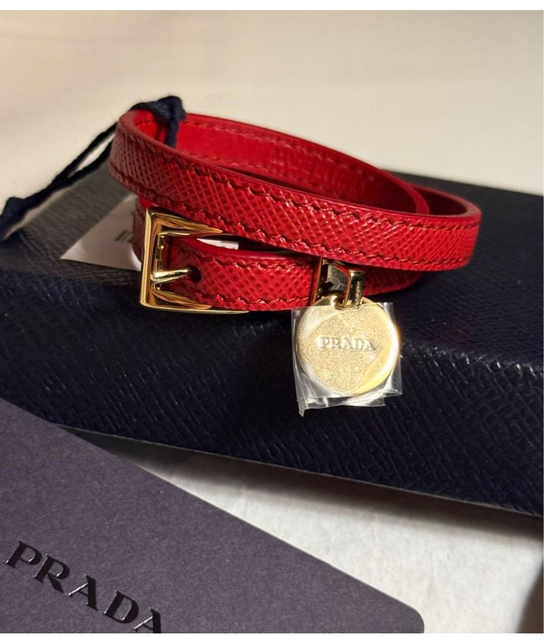 PRADA Красный кожаный браслет, фото 3