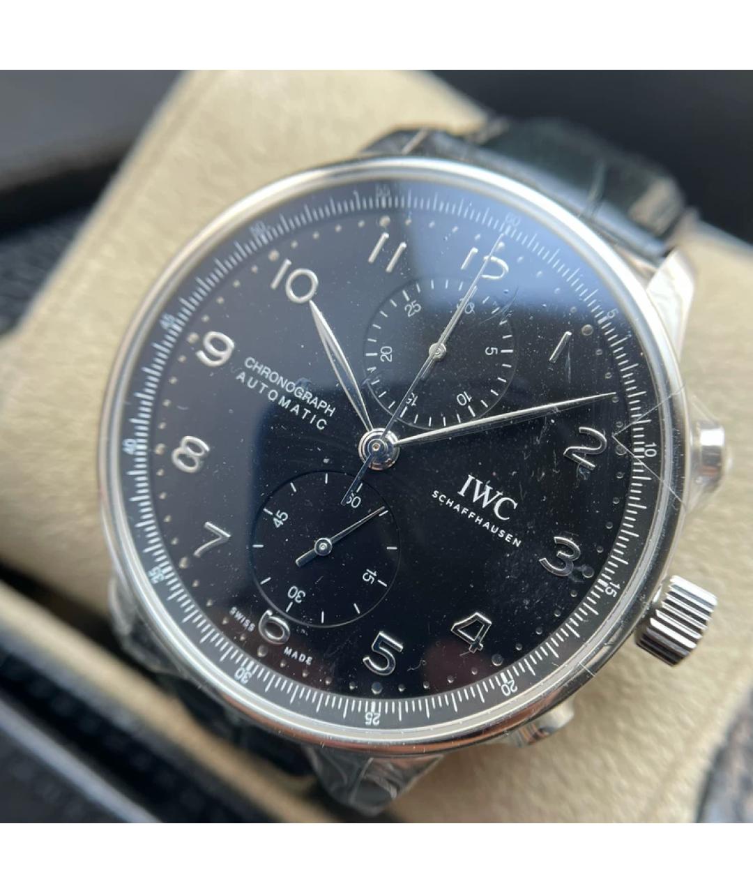 IWC Черные металлические часы, фото 2