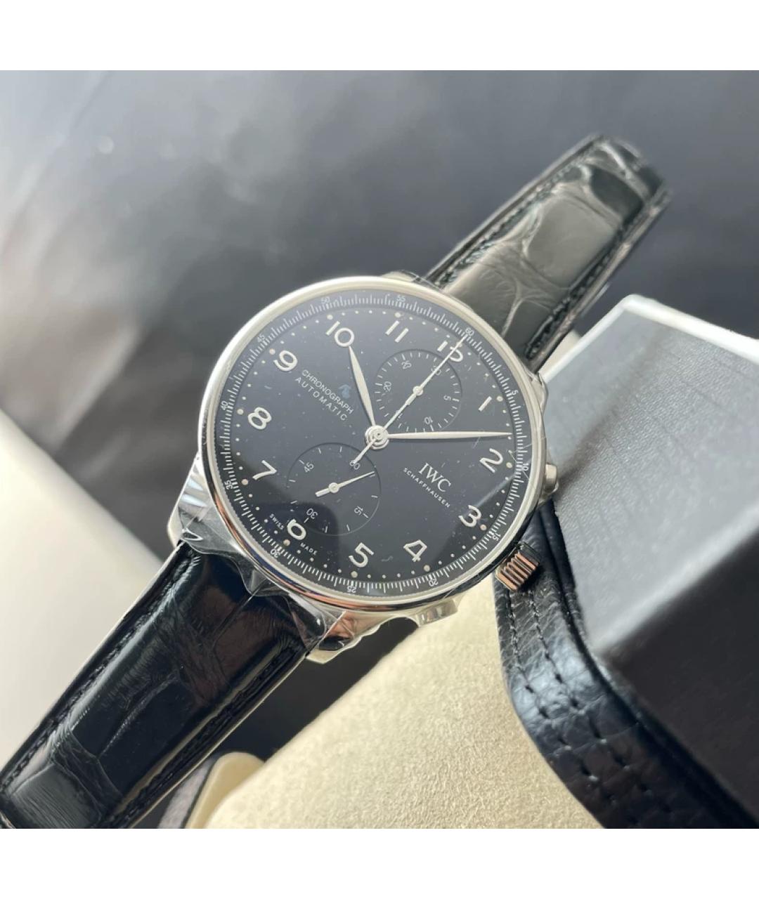 IWC Черные металлические часы, фото 7