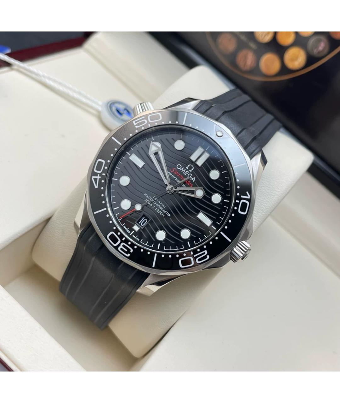 OMEGA Черные керамические часы, фото 7