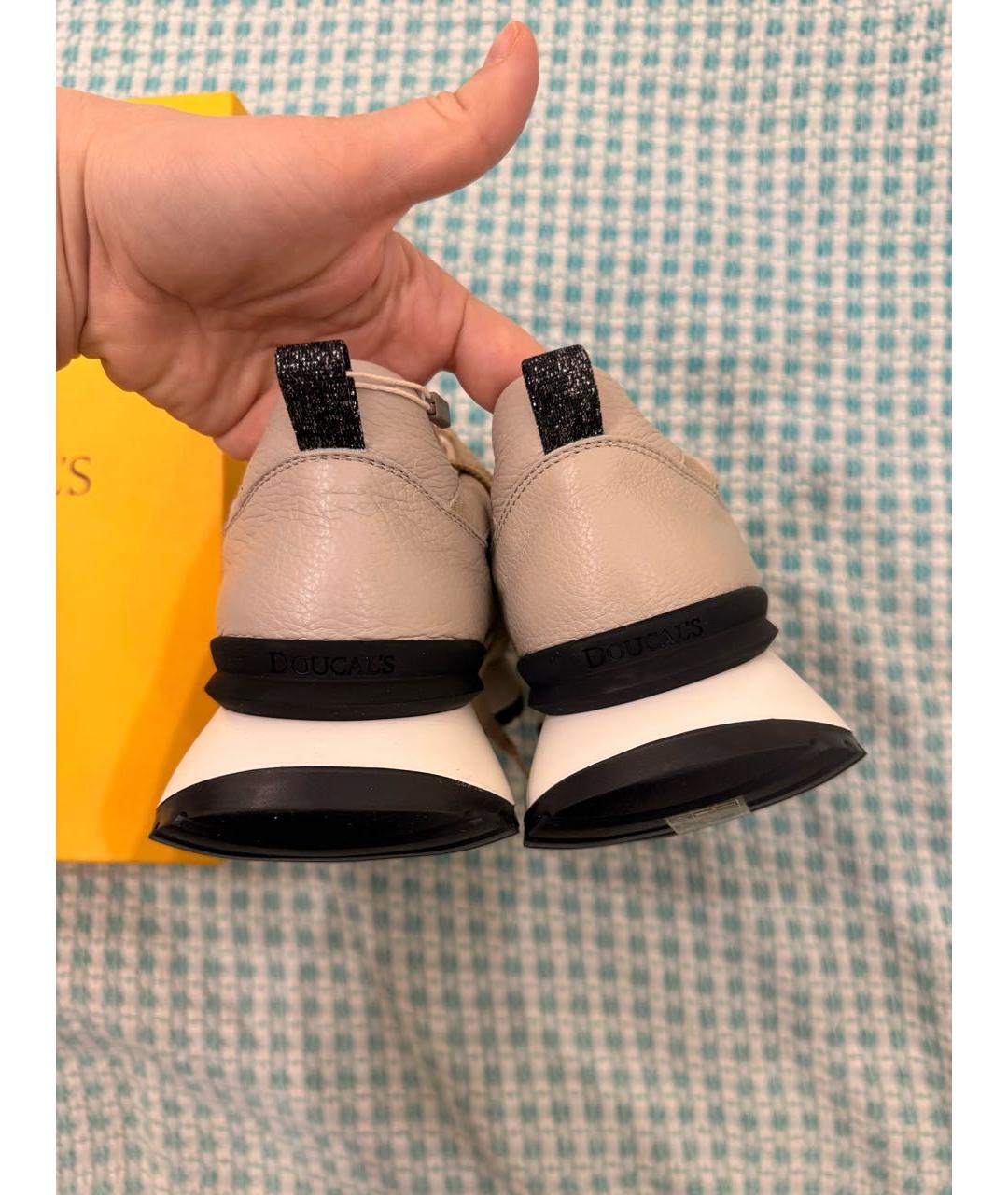 DOUCAL'S Бежевые кожаные кроссовки, фото 4