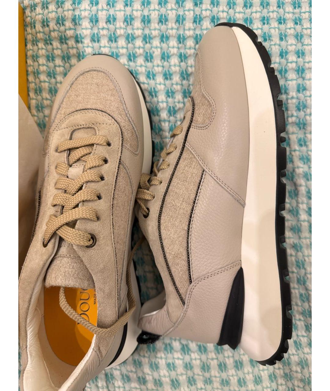 DOUCAL'S Бежевые кожаные кроссовки, фото 5
