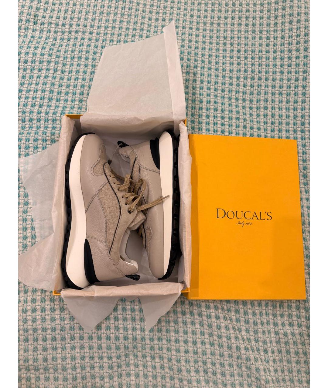 DOUCAL'S Бежевые кожаные кроссовки, фото 2
