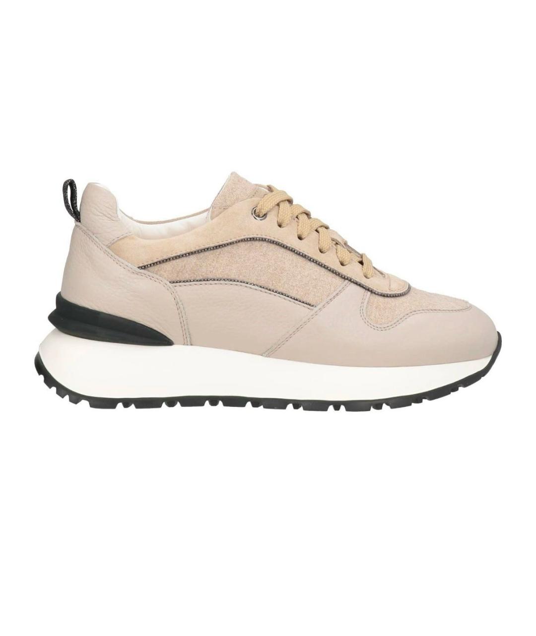 DOUCAL'S Бежевые кожаные кроссовки, фото 9