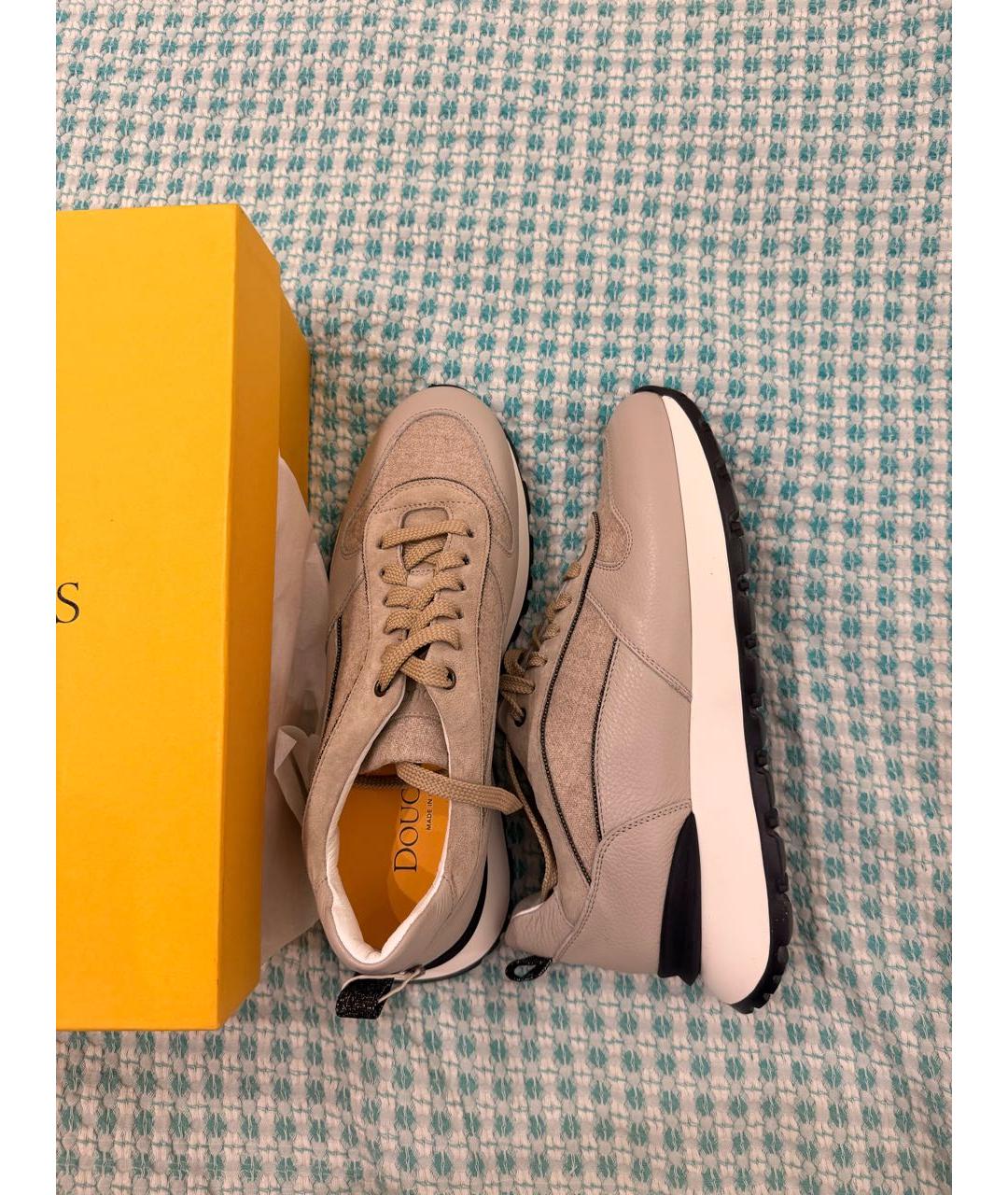 DOUCAL'S Бежевые кожаные кроссовки, фото 3