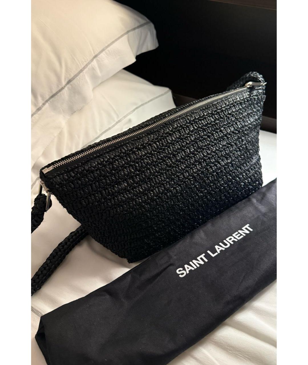 SAINT LAURENT Черная пелетеная пляжная сумка, фото 5