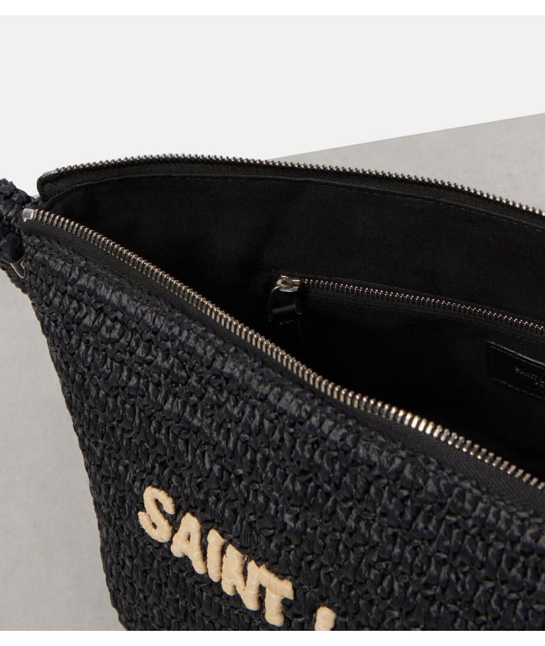 SAINT LAURENT Черная пелетеная пляжная сумка, фото 2