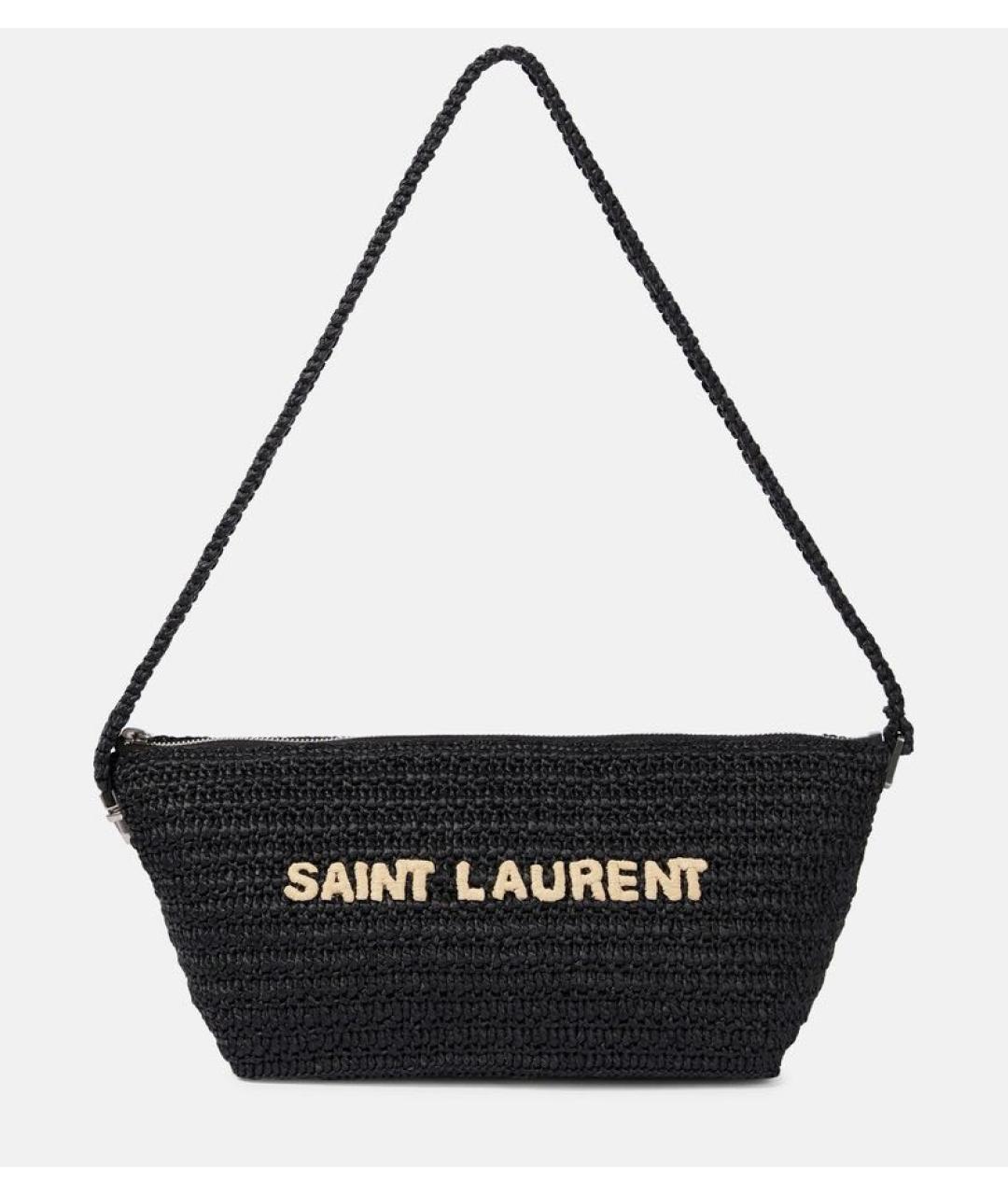 SAINT LAURENT Черная пелетеная пляжная сумка, фото 6