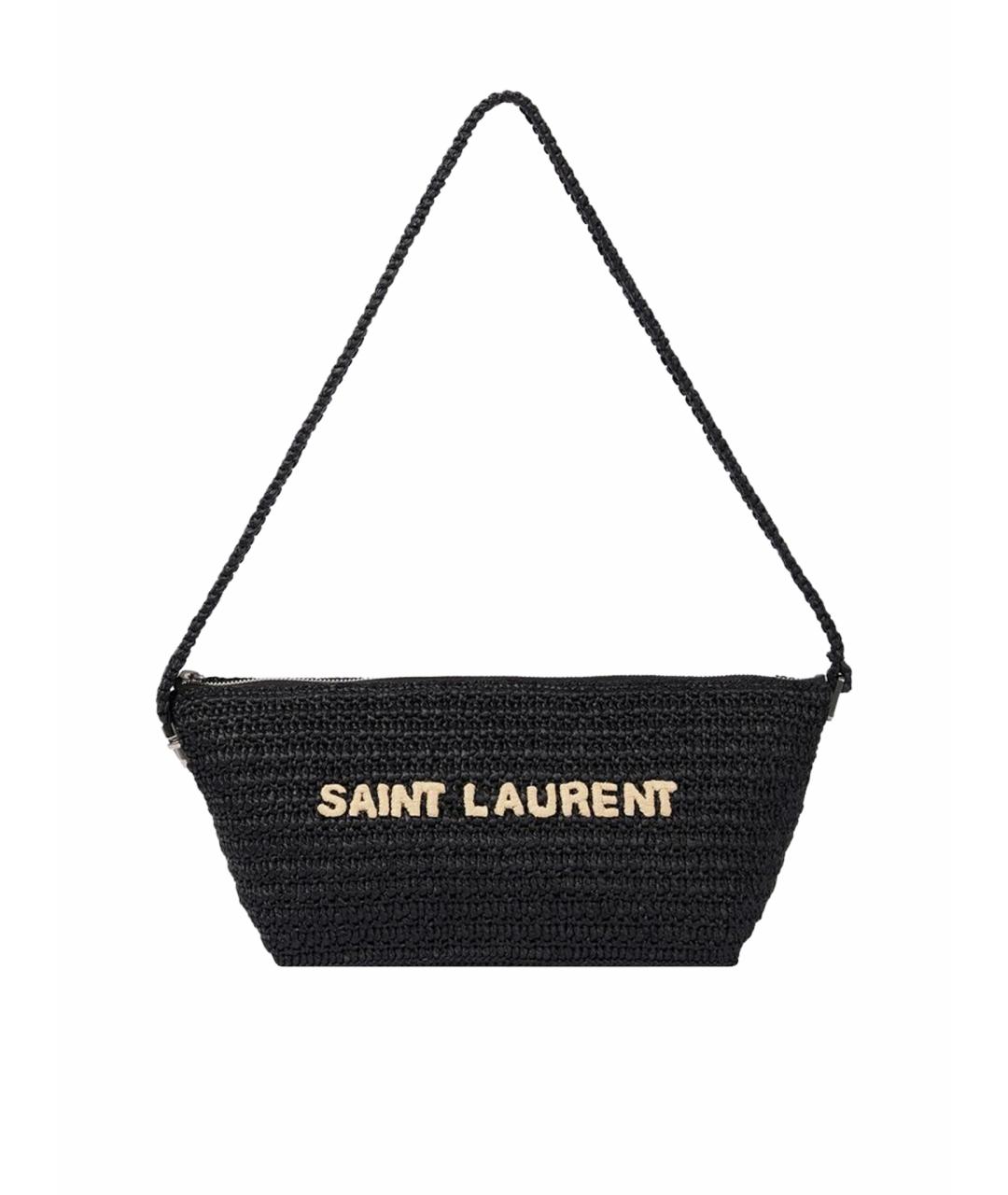 SAINT LAURENT Черная пелетеная пляжная сумка, фото 1