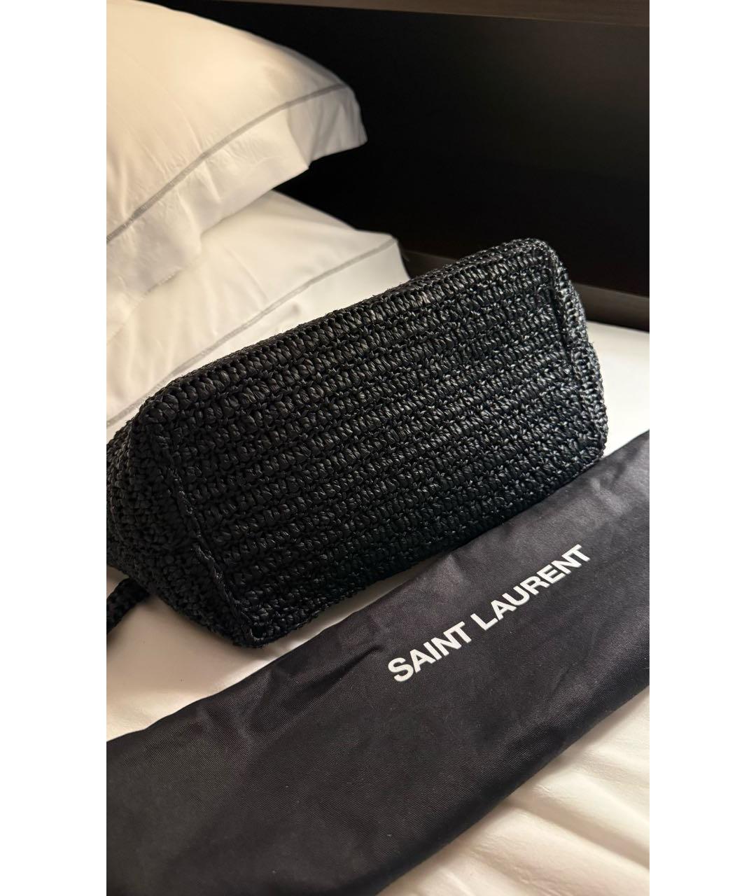 SAINT LAURENT Черная пелетеная пляжная сумка, фото 4